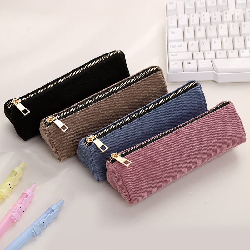 Premium Corduroy Zippered Pencil Case