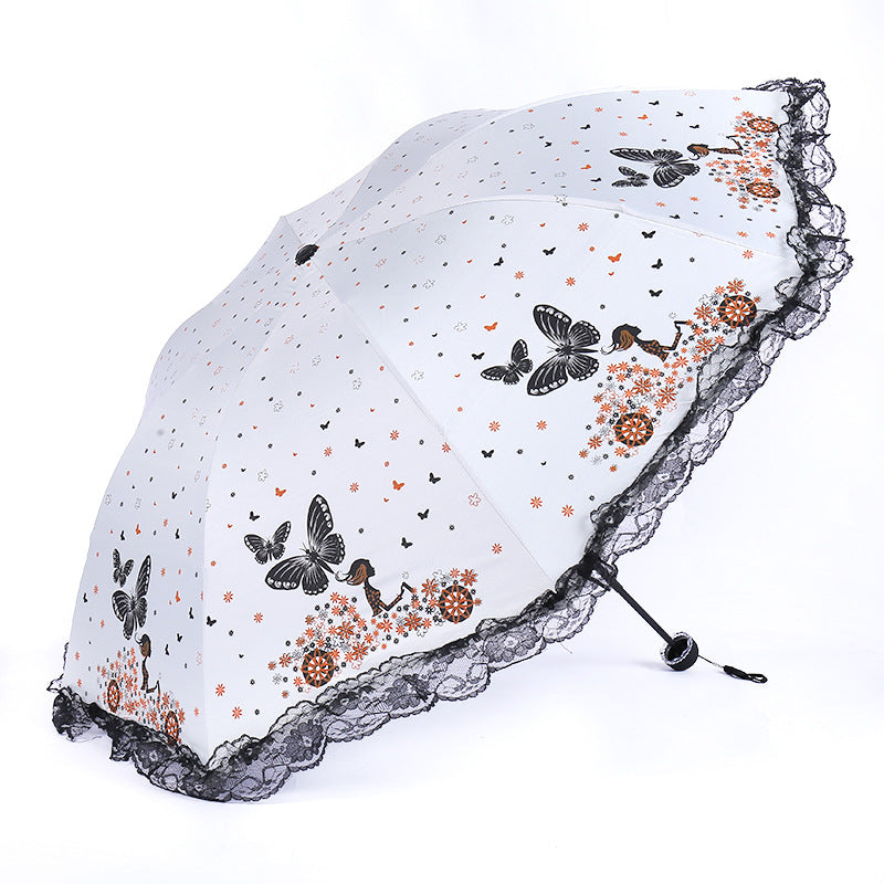 Women's sun umbrella with romantic butterfly design Stornfield