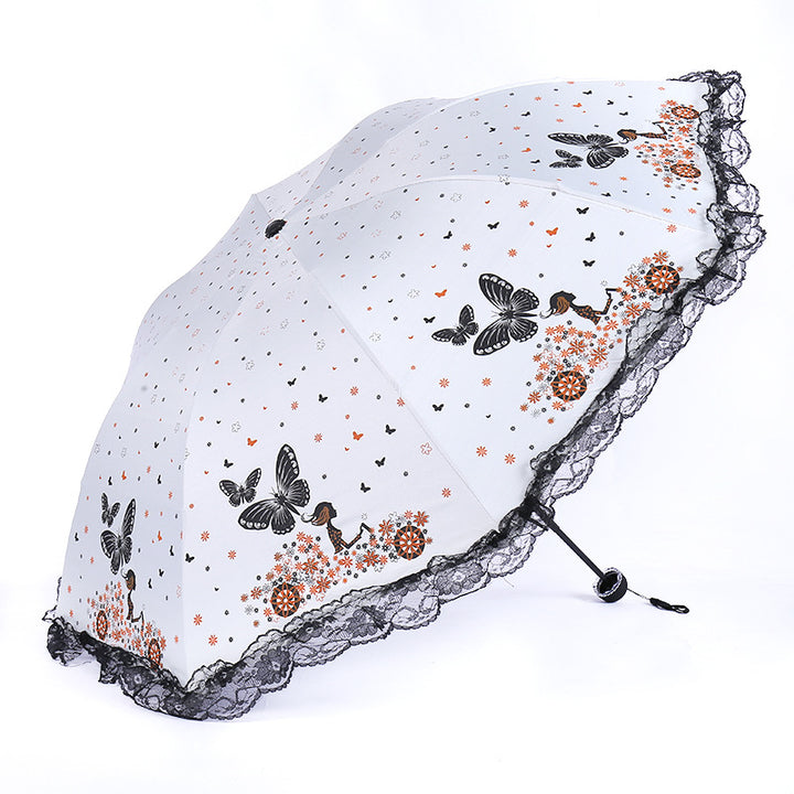 Women's sun umbrella with romantic butterfly design Stornfield