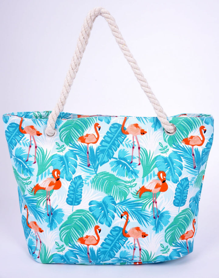 Large beach bag with vibrant flamingo motifs Stornfield