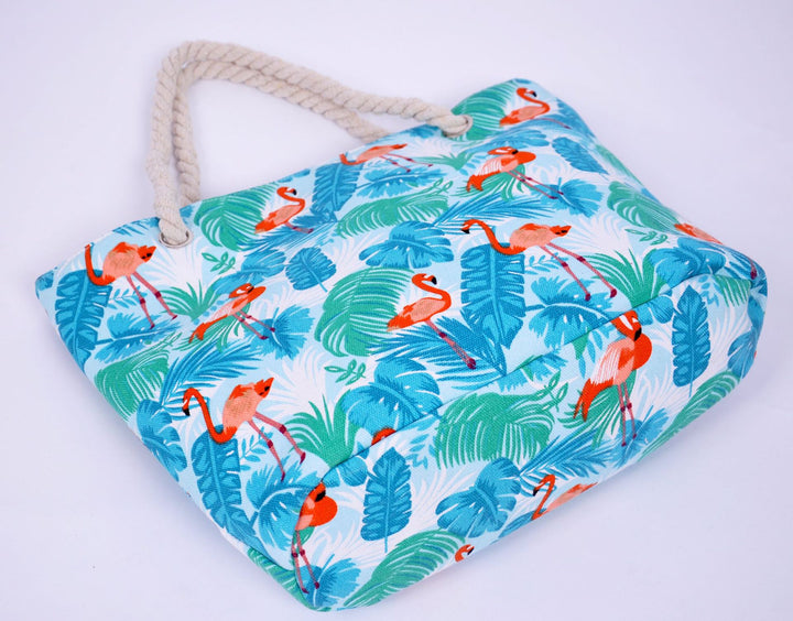 Large beach bag with vibrant flamingo motifs Stornfield