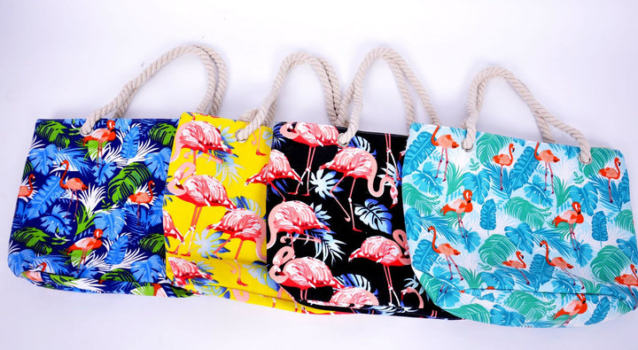 Large beach bag with vibrant flamingo motifs Stornfield