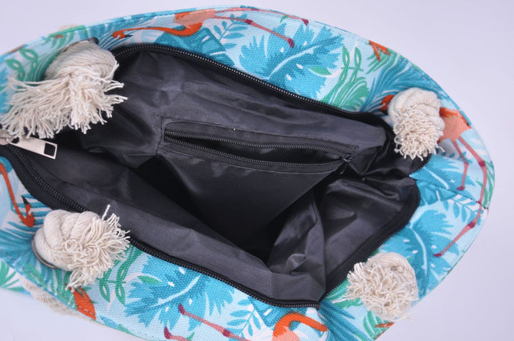 Large beach bag with vibrant flamingo motifs Stornfield