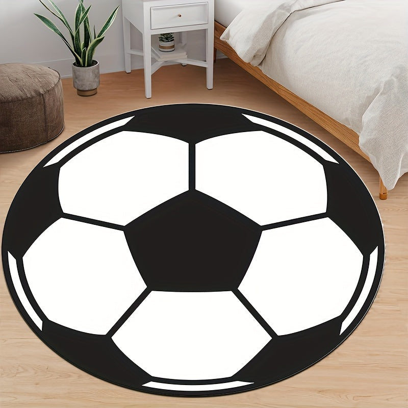 Round football rug with non-slip bottom – Sporty rug for children's room & living room | Stornfield
