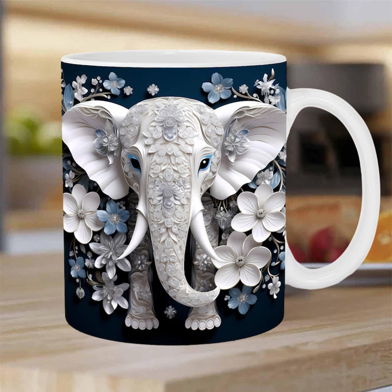 3D Elephant Flowers Mug | Stornfield