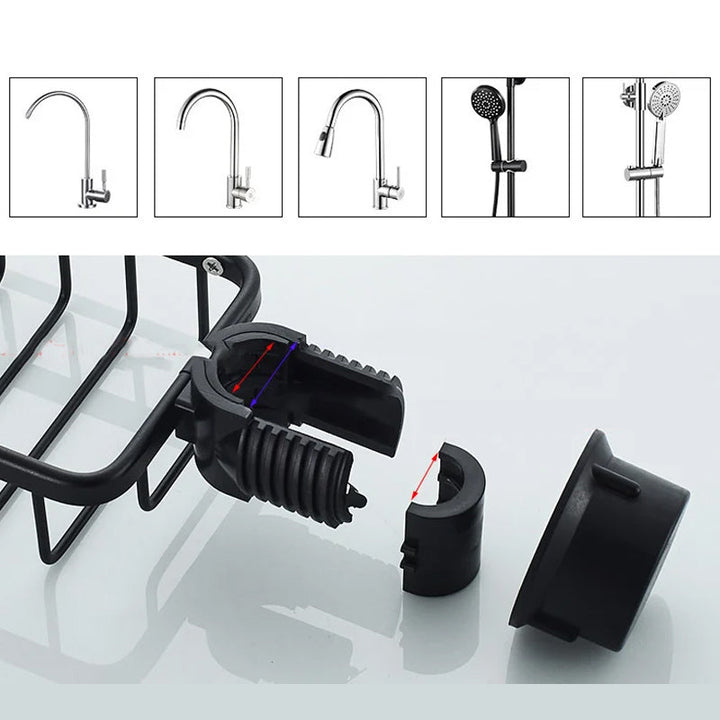Shower holder for Shampoo & Soap – Stainless Steel – Silver or Black – No Drilling | Stornfield