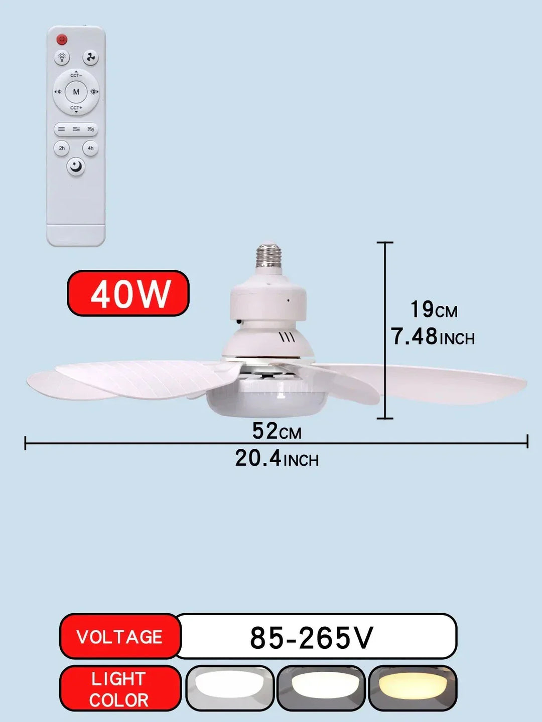 Ceiling fan LED with remote control and dimmable light | Stornfield