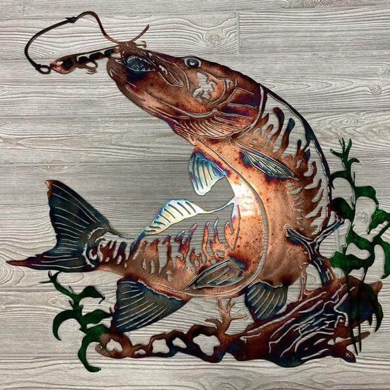 Stornfield | Scène de chasse au canard solitaire et de pêche à la truite Art mural créatif en métal