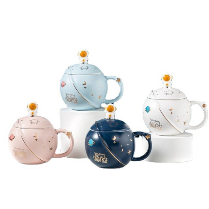 Creativity Ceramics Astronaut Planet Cups with Lid and Spoon | Stornfield