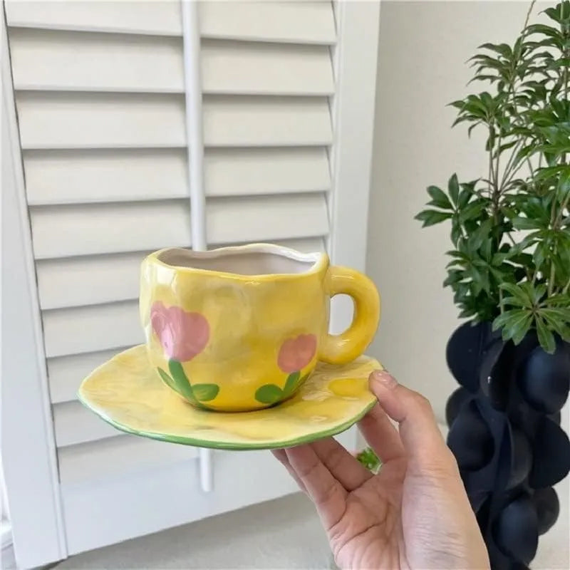 Creative hand-painted coffee cup, ceramic tea cup and saucer set | Stornfield