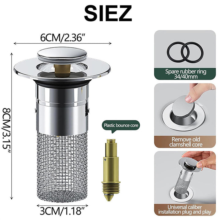 Stainless Steel Sink Drain Strainer Hair Catcher, Bounce Floor Drain Filter | Stornfield