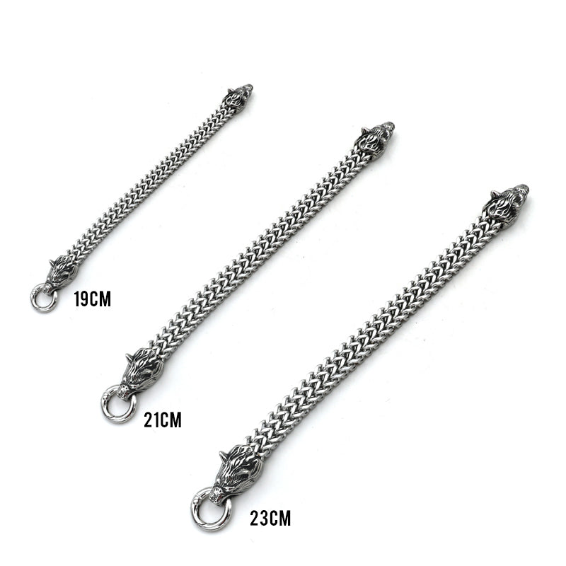Stornfield | Viking Double Wolf Head Fenrir Bracelet in Stainless Steel