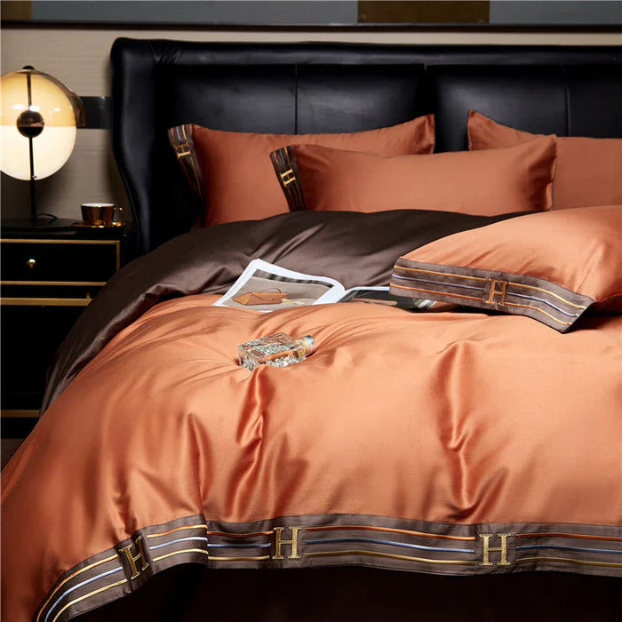 Satin Cotton Embroidered Bedding Set - Luxora | Stornfield