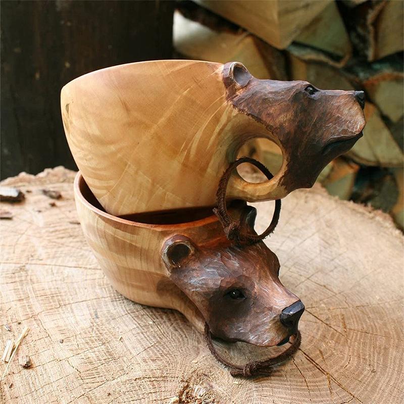 Stornfield | Hand-Carved Animal Head Wooden Mug
