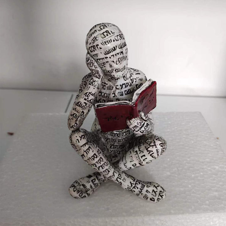 Resin Modern Reading Woman Statue Ornament in The Shape of a Scholar | Stornfield