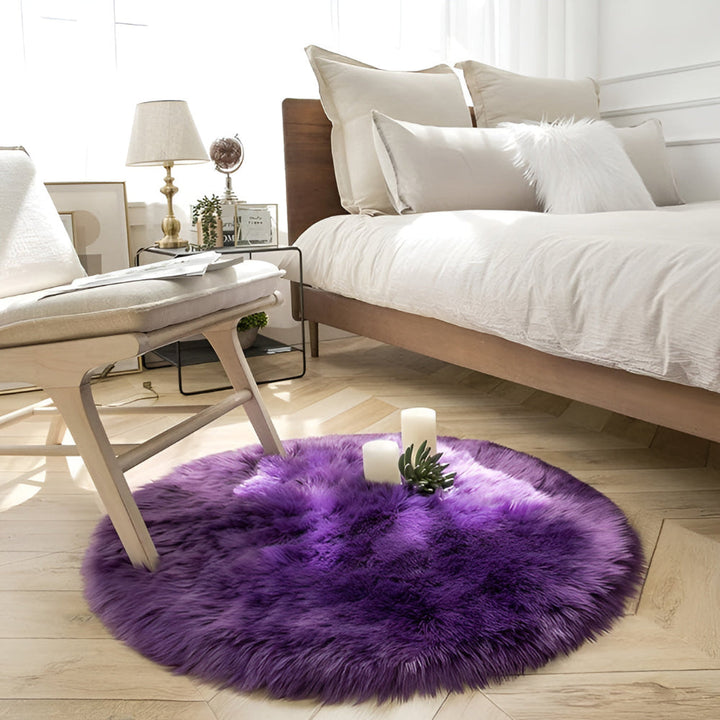 Round Plush Bedroom Floor Rug | Stornfield