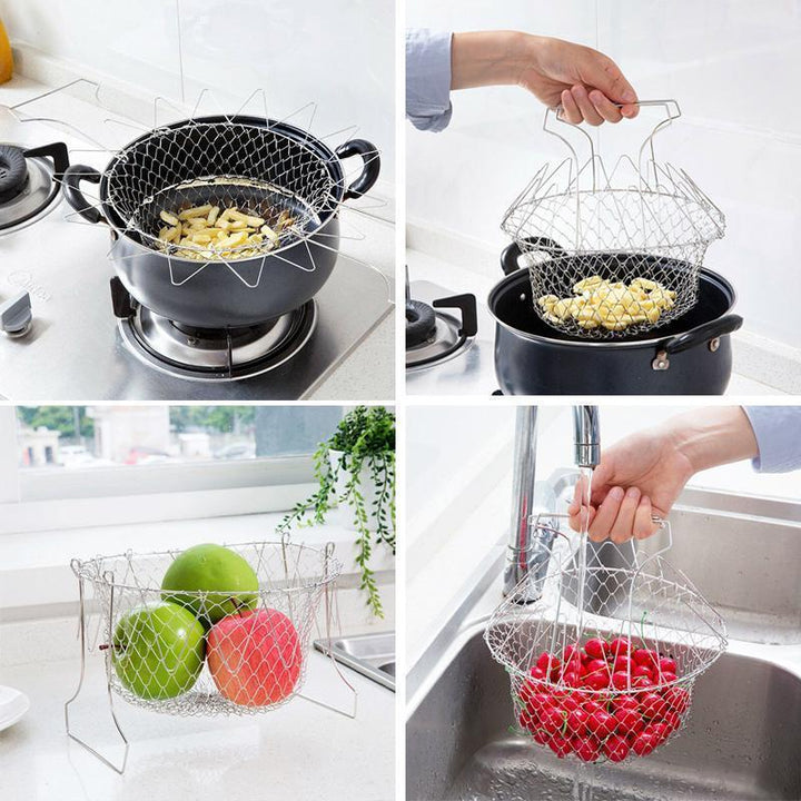 Foldable stainless steel frying basket | Stornfield
