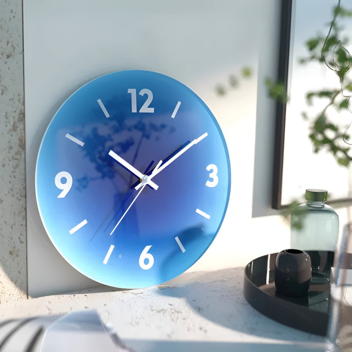 Glass Wall Clock – Modern Design with Sunset Motif | Stornfield