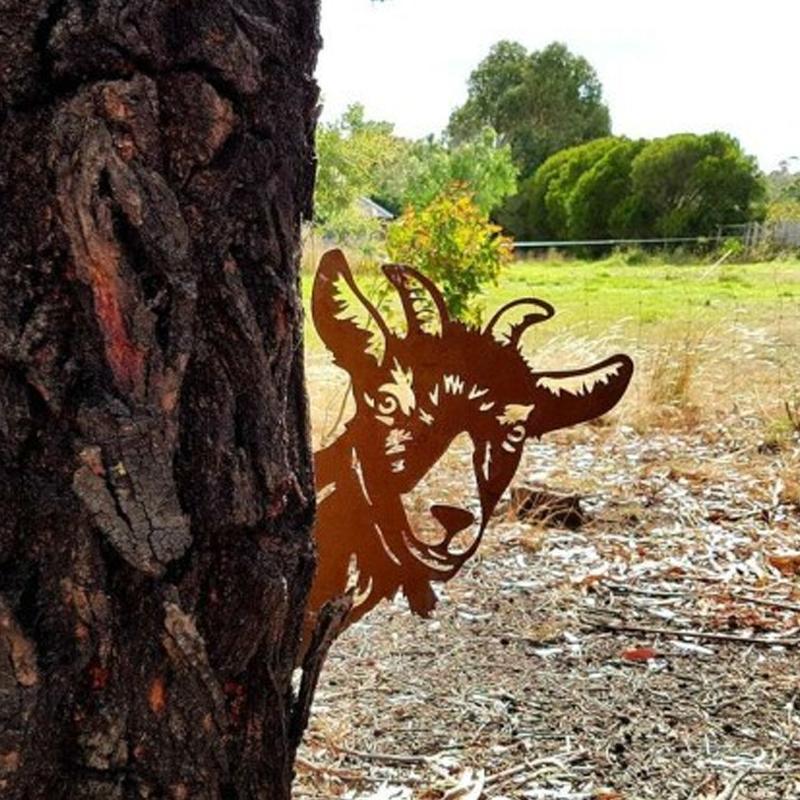 Outdoor Garden Farm Peeping Goat Metal Artwork Indoor Decoration | Stornfield