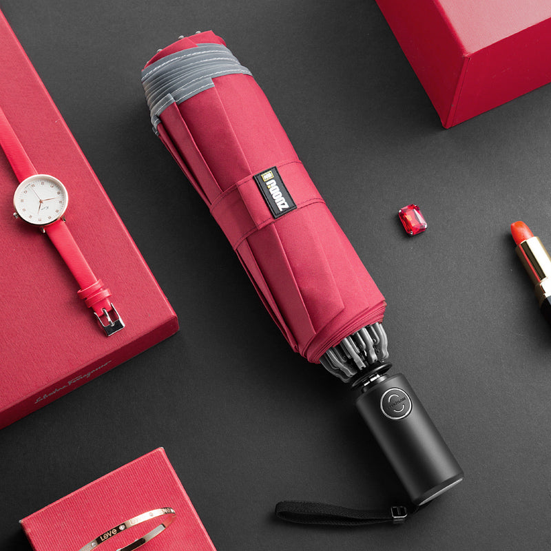 Stornfield | Windproof Reverse Folding Umbrella with LED, Auto Open/Close Design, Safe Reflective Tape & Sturdy 10 Ribs