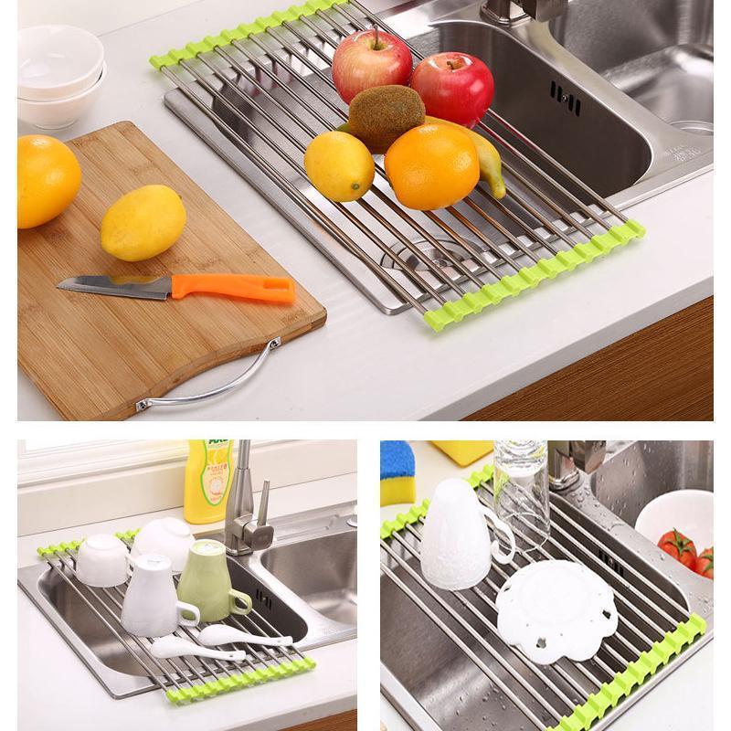 Stainless steel dish rack, rollable, foldable | Stornfield