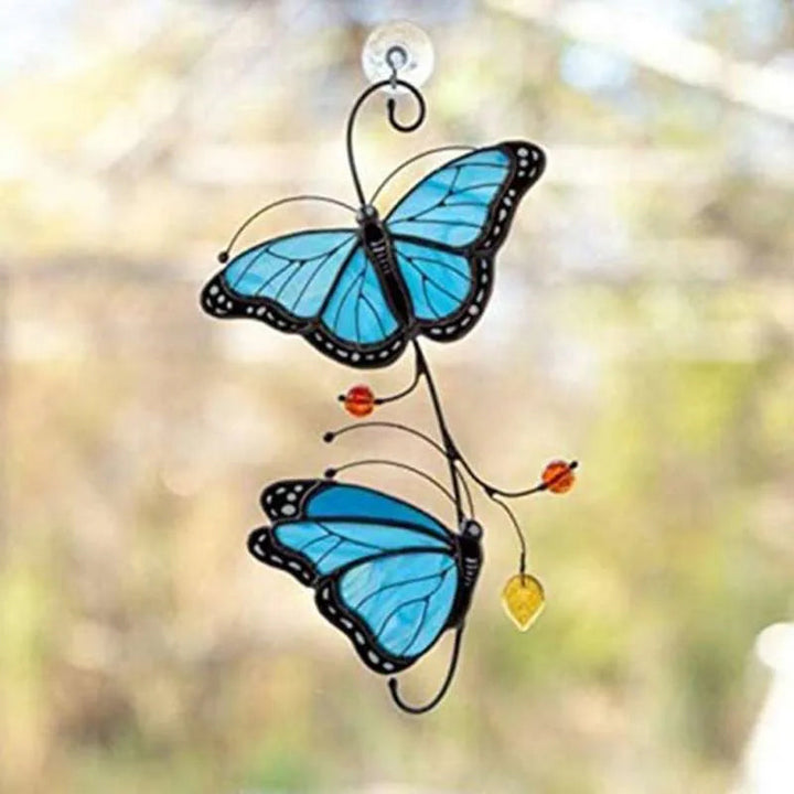 Stained Monarch Butterfly Glass Window Decor | Stornfield