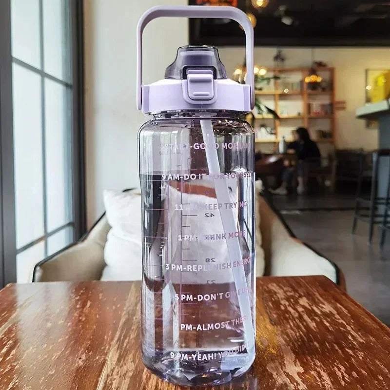 Stornfield | 2L Portable Sports Water Bottle with Straw and Time Markings