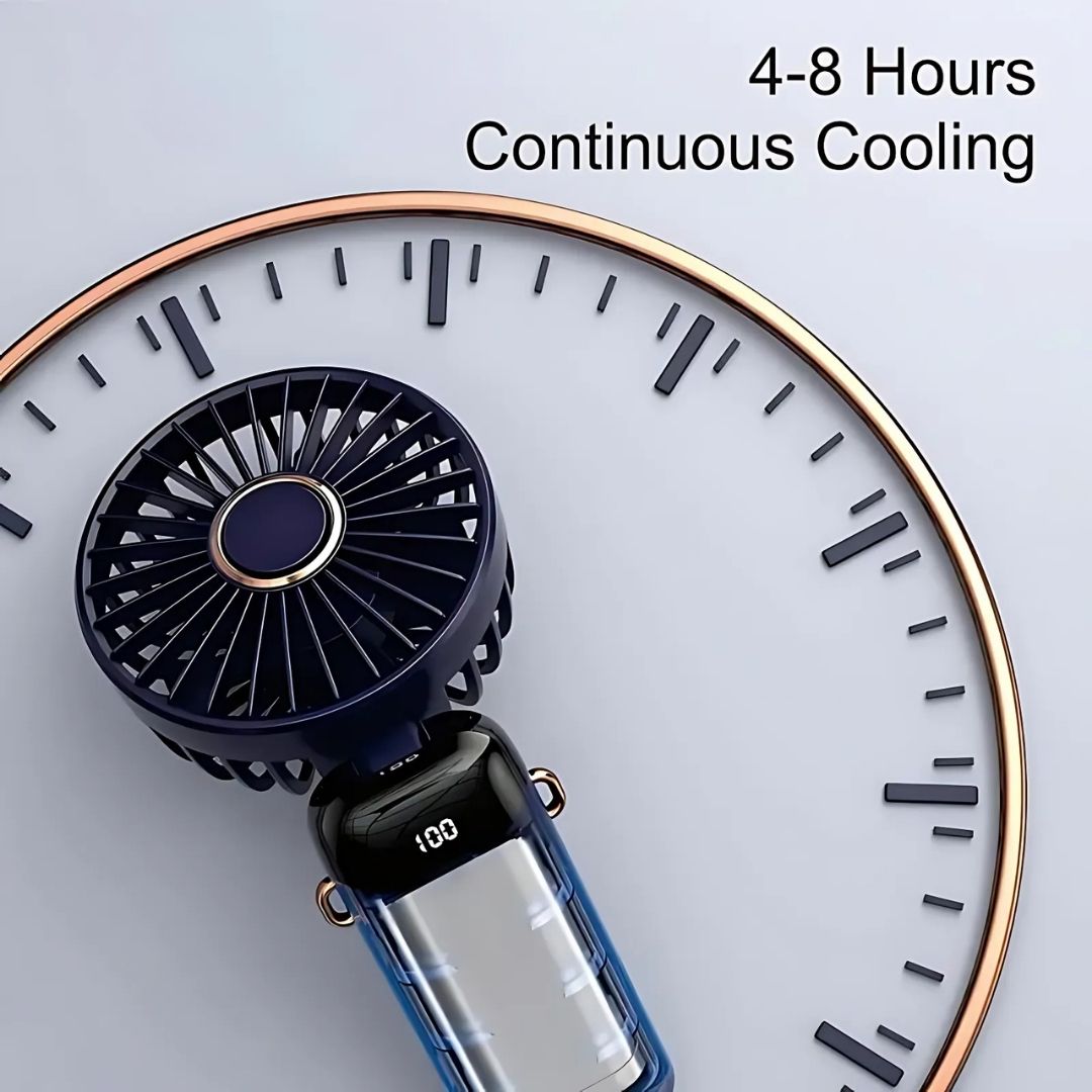 Rechargeable Handheld Mini Fan | 5-Speed, 90-Degree Adjustable & Quiet for Office, Home & Outdoor Use | Stornfield