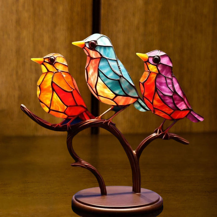 Birds on Branches Stained Glass Ornaments | Stornfield