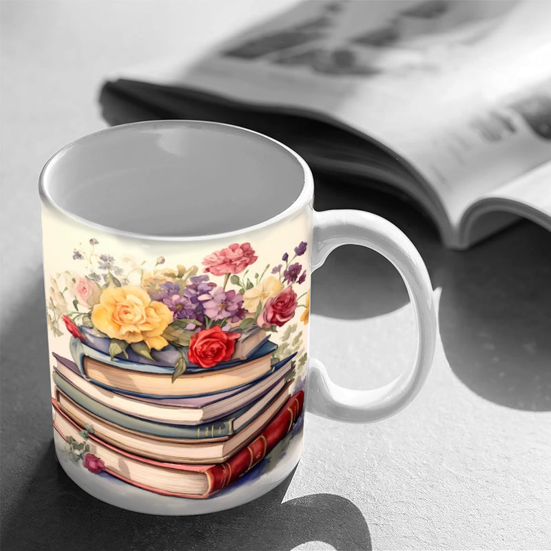 3D Artistic Coffee Cup Beautiful Floral - Gift for Book Lovers | Stornfield