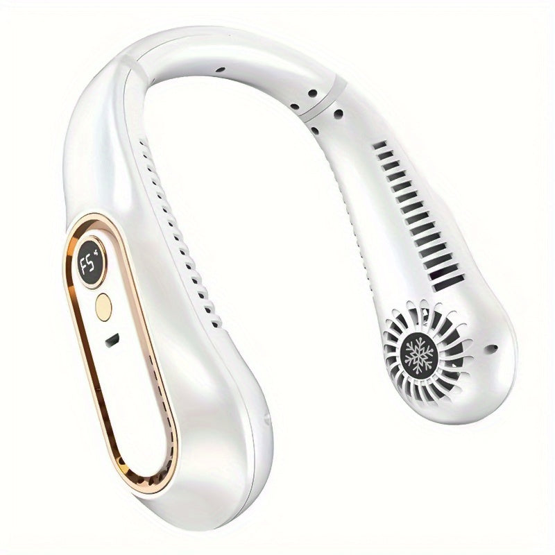 Stay Cool And Comfortable With This USB Rechargeable 5-Speed Adjustable Neck Fan - Digital Display & Bladeless! | Stornfield