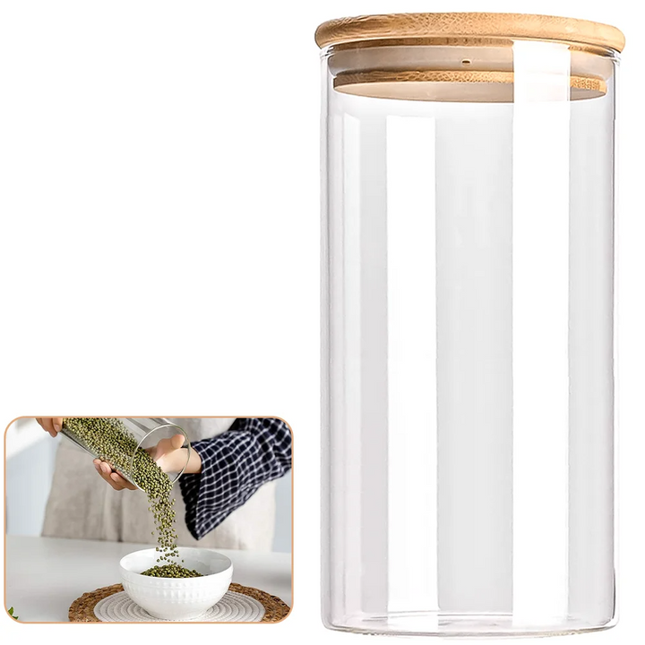 PureVorrat Glass Container Set – Storage Jars with Wooden Lid | Airtight & Stylish | Modern Kitchen Storage | Stornfield