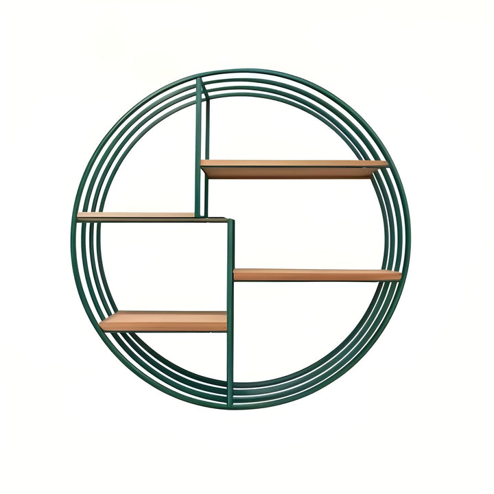 Round Wall Shelf with 4 Levels – Retro Design made of Wood & Metal | Decorative Hanging Shelf for Living Room, Bathroom & Bedroom | Stornfield