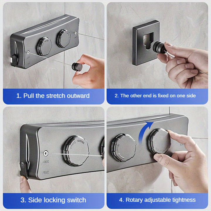 Retractable clothesline stainless steel 5.1 m double line | Stornfield