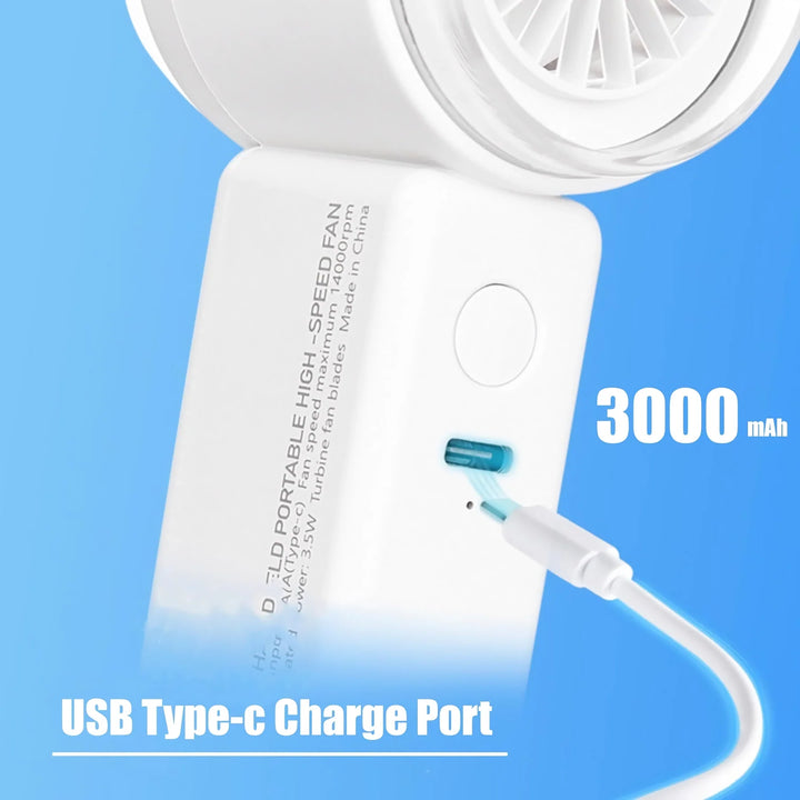 Compact High-Speed Handheld Fan with Digital Display - USB Rechargeable, 5 Speeds | Stornfield