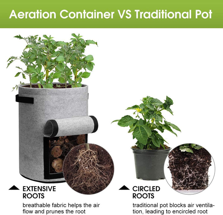 Stornfield | 5/7/10/15 Gallon Potato Planting Growing Thickened Nonwoven Plant Fabric Pot Nursery Bags for Home Gardening