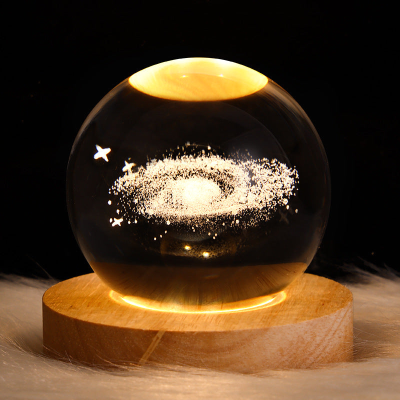 Stornfield | Galaxy Crystal Table Lamp LED 3D Planet Moon Night Light Kids Room Decor Party Birthday Gifts for Children