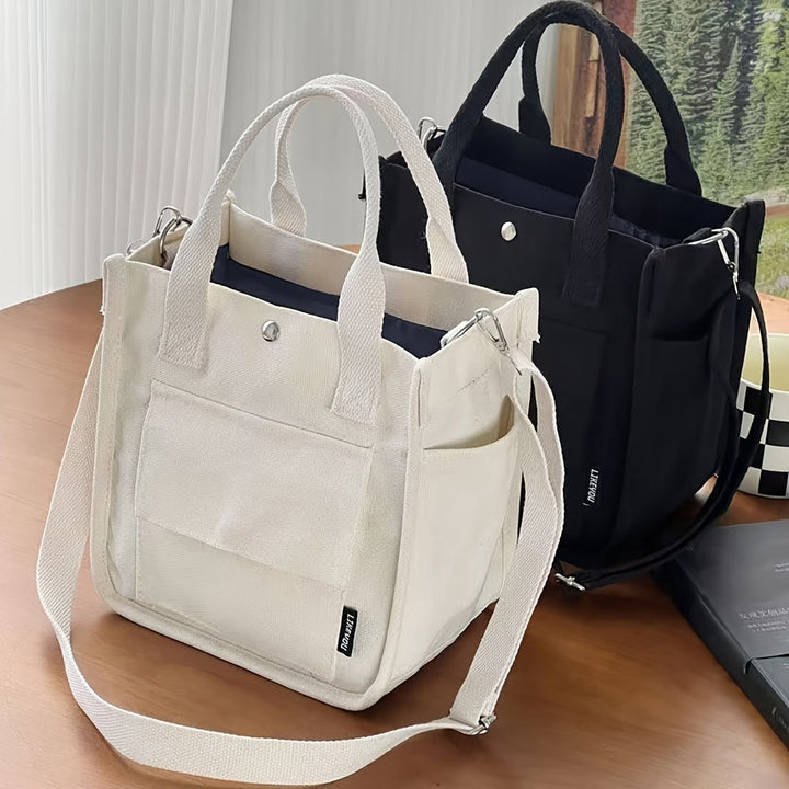UrbanEase Canvas Slingbag – White shoulder bag with magnetic closure and adjustaStornfielde strap | Stornfield