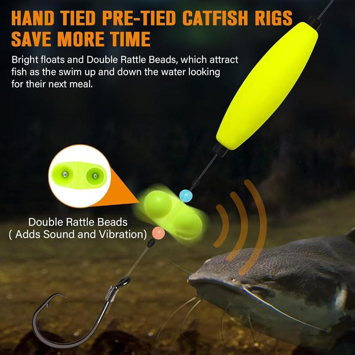 Stornfield | Pre-Rigged Catfish Float Rigs with Rattle Beads