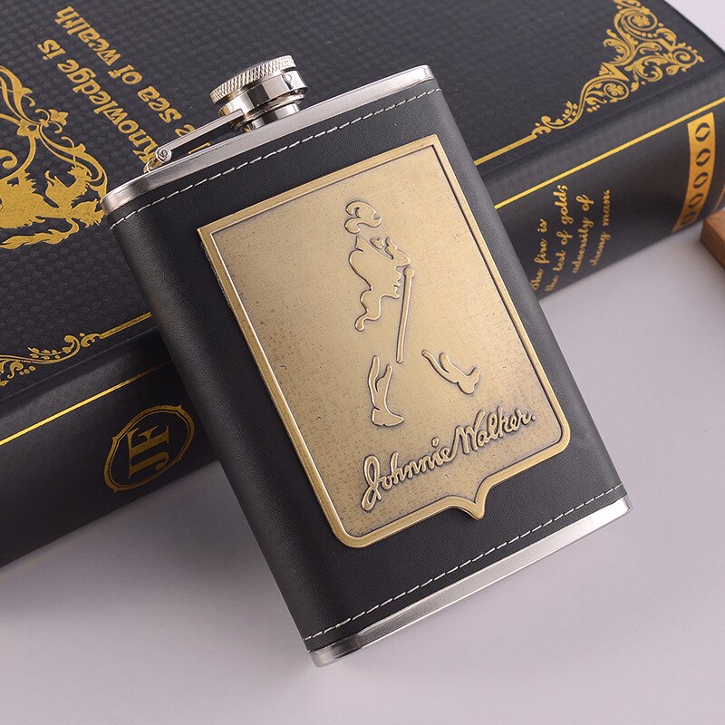 Stornfield | 8oz Stainless Steel Whiskey Bottle Alcohol Funnel Hip Flask Packed in a Golden Silk Fabric Gift Box