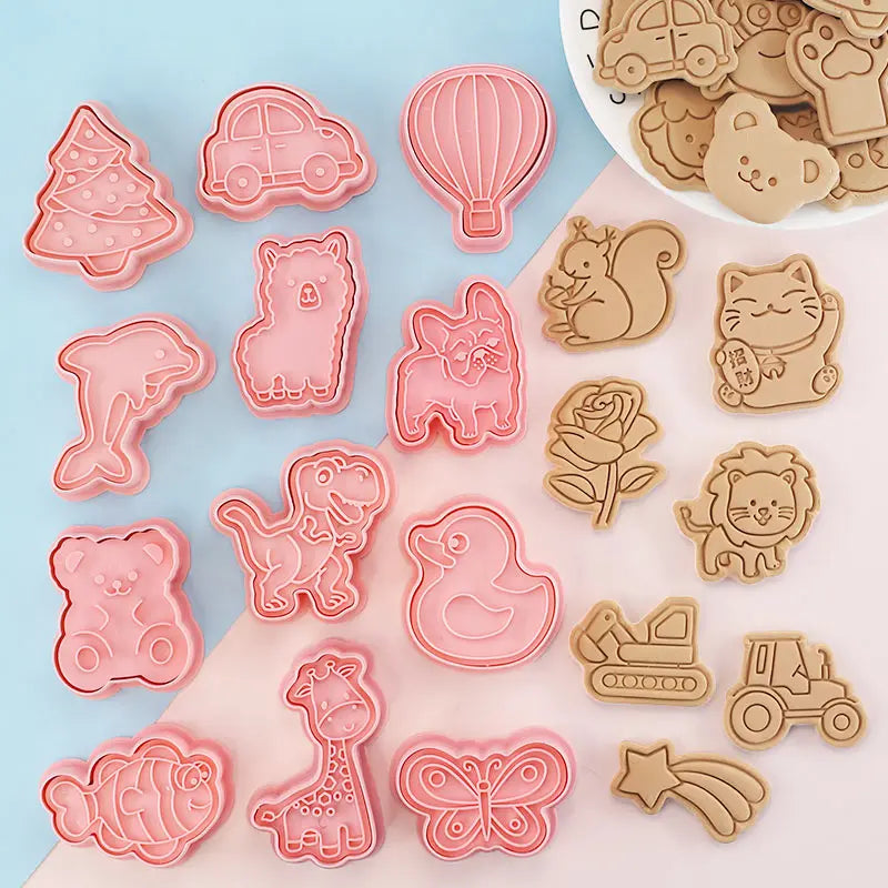 8pcs 3D Cartoon Pressable Cookie Cutters Biscuit Mold Cookie Stamp Set | Stornfield
