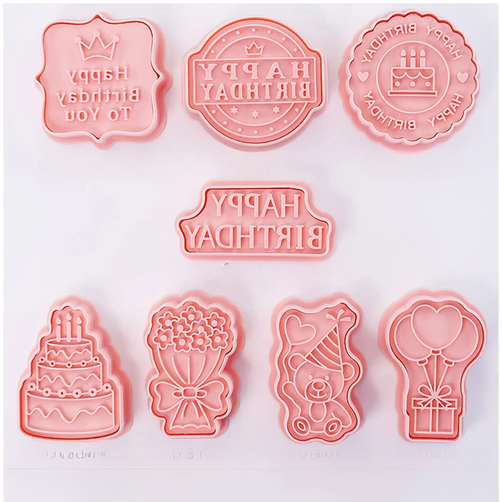 8pcs 3D Cartoon Pressable Cookie Cutters Biscuit Mold Cookie Stamp Set | Stornfield