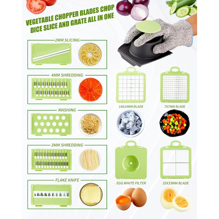 9-in-1 Chopper Slicer Dicer Kitchen Vegetable Cutter with Container | Stornfield