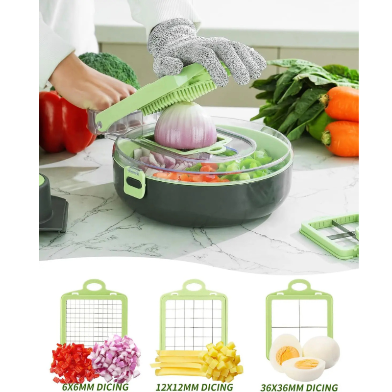 9-in-1 Chopper Slicer Dicer Kitchen Vegetable Cutter with Container | Stornfield