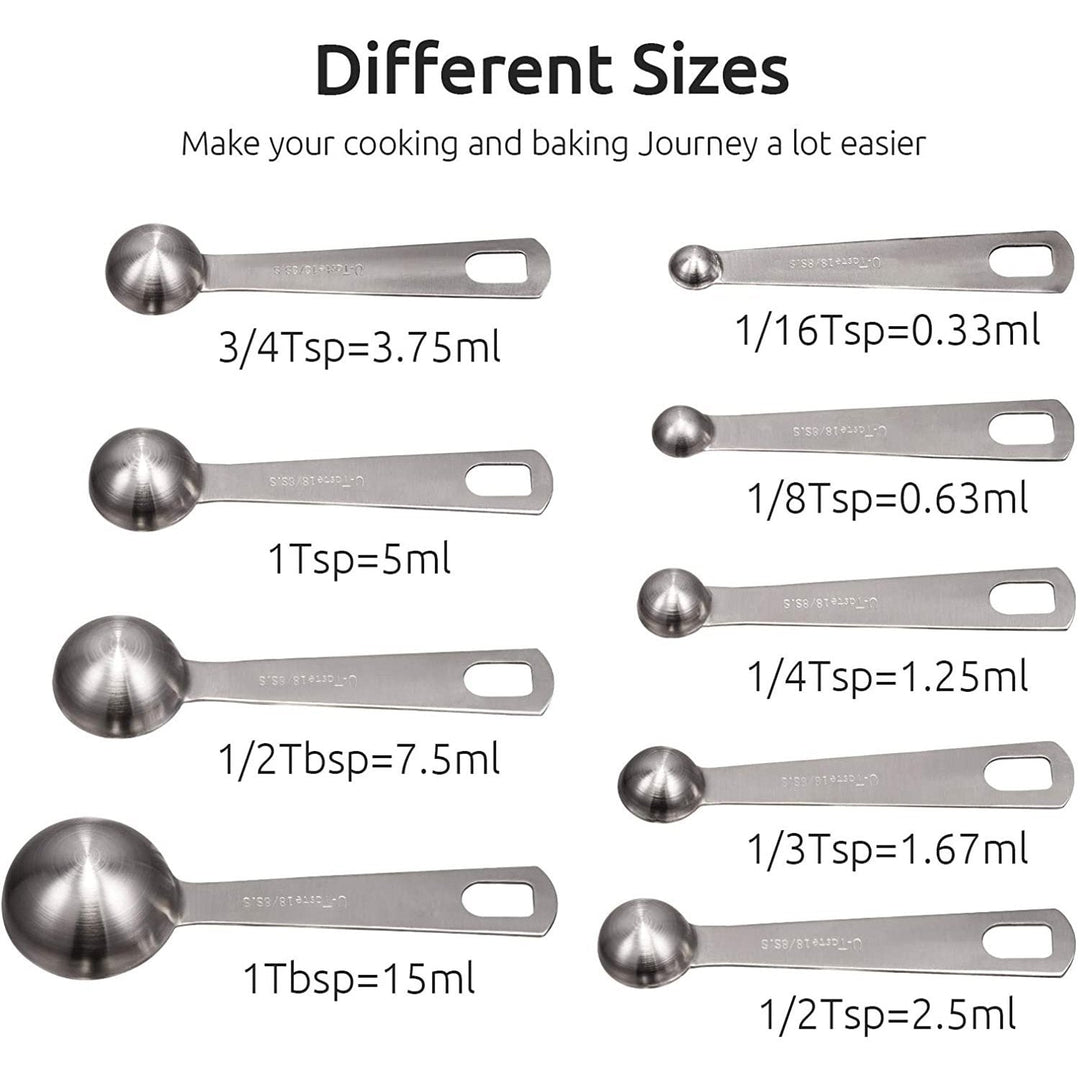 Stornfield | 9-piece set: stainless steel measuring spoons for dry and liquid ingredients