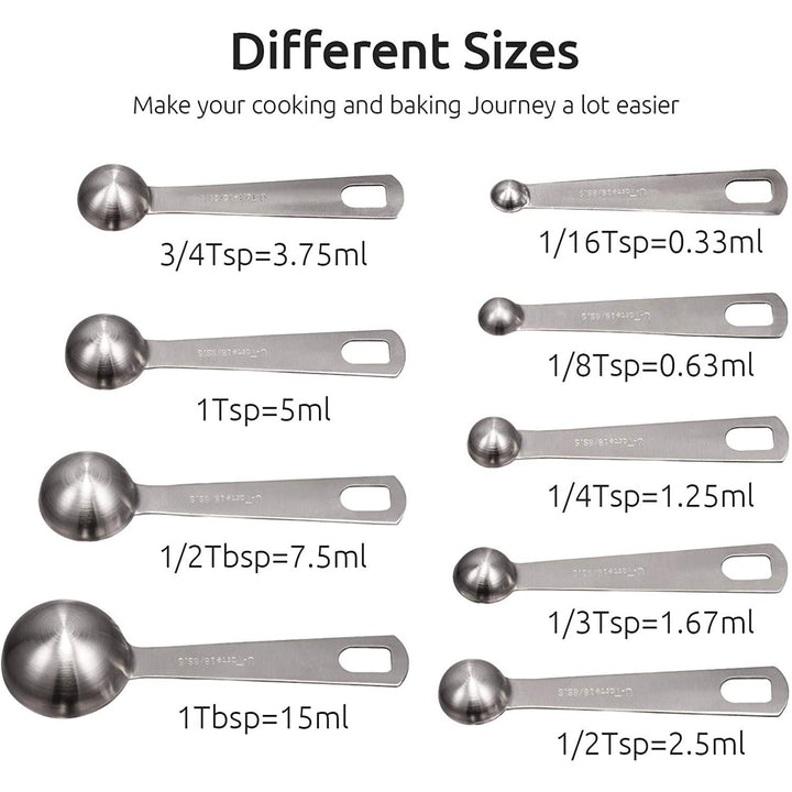 Stornfield | 9-piece set: stainless steel measuring spoons for dry and liquid ingredients