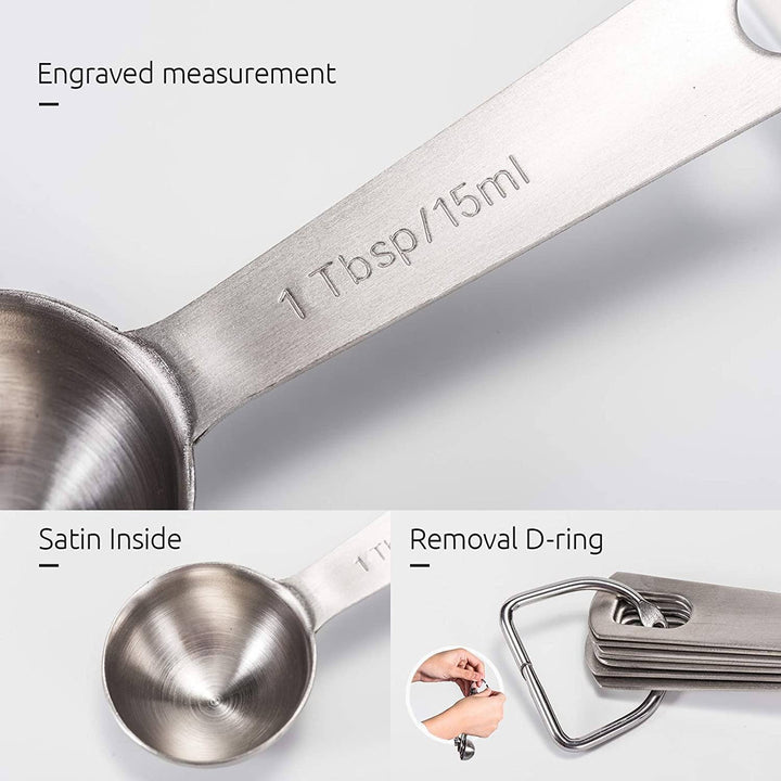 Stornfield | 9-piece set: stainless steel measuring spoons for dry and liquid ingredients
