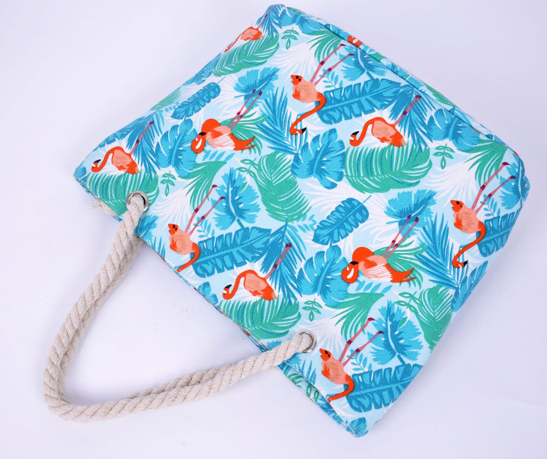 Large beach bag with vibrant flamingo motifs Stornfield