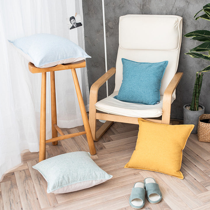 Square decorative cushion cover in linen look with fine texture and concealed zipper