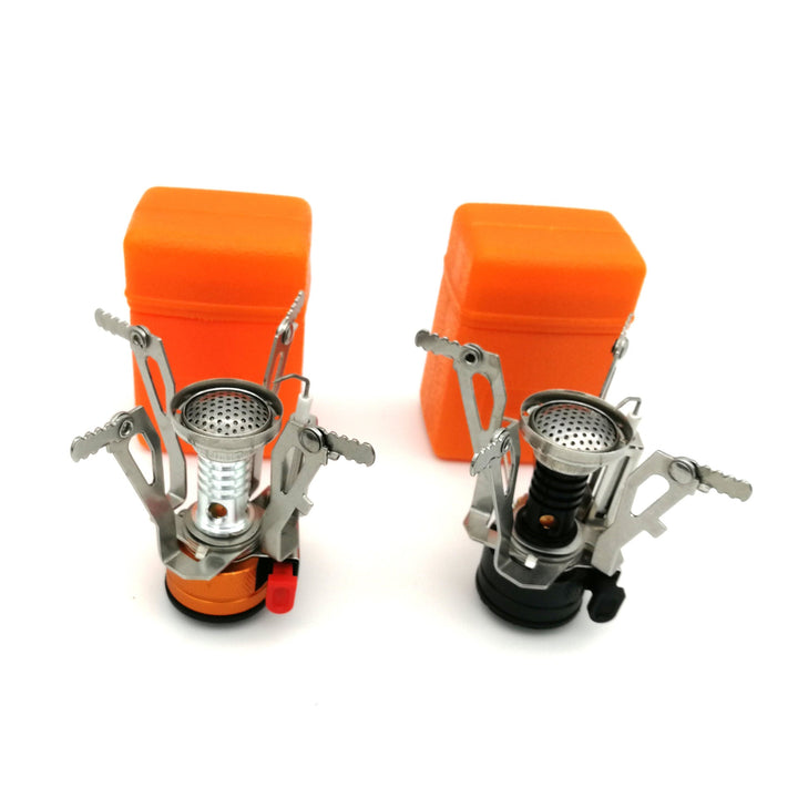 ultralight folding backpacking gas stove with windproof burner and protective case Stornfield